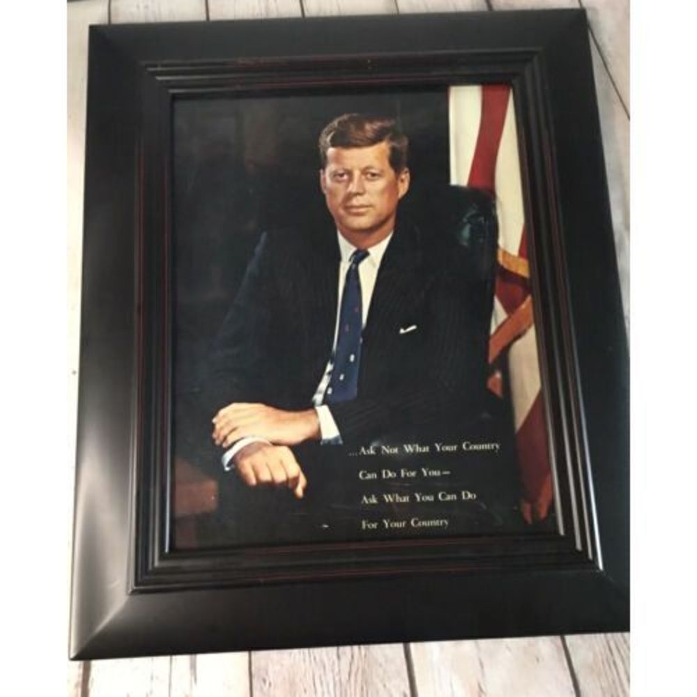 Vintage Art John F. Kennedy‎ Inauguration Framed Portrait Signed,Wall Decor